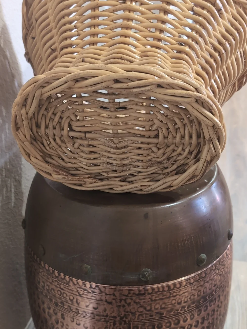 Sturdy Vintage Woven Wicker 60's 70's Wicker Hourglass Gathering Basket